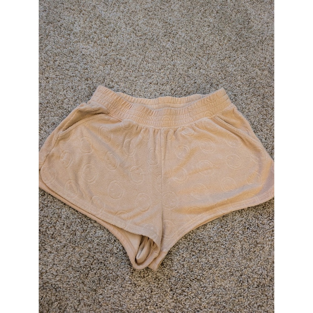 OFFLINE by Aerie Women Peach Terry Cloth Smiley Face Lounge Shorts Size Medium